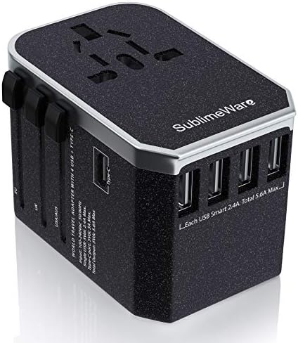 SublimeWare JY305Plus - Power Plug Adapter w/5 USB Ports (SandBlack Silver)