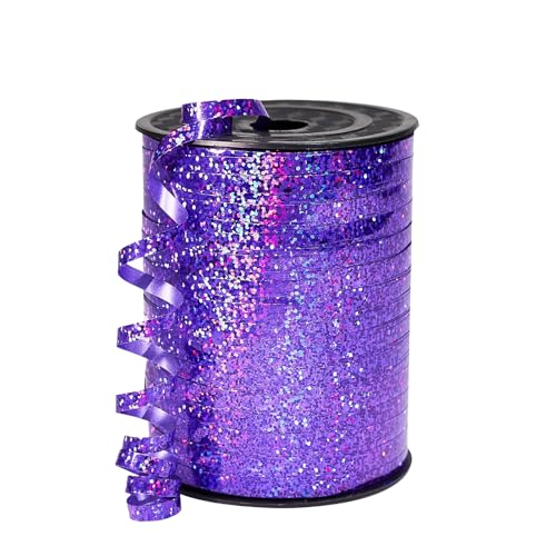 457m Ruban Violet 5mm Largeur,Ruban Bouclé pour Ballon Anneau Bouquets Couture Nœuds Brillant Métallique,Emballage de Cadeaux,Accessoire Décoration...