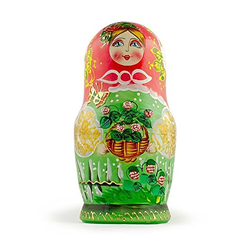 Set of 5 Flowers Basket Nesting Dolls 6.5 Inches