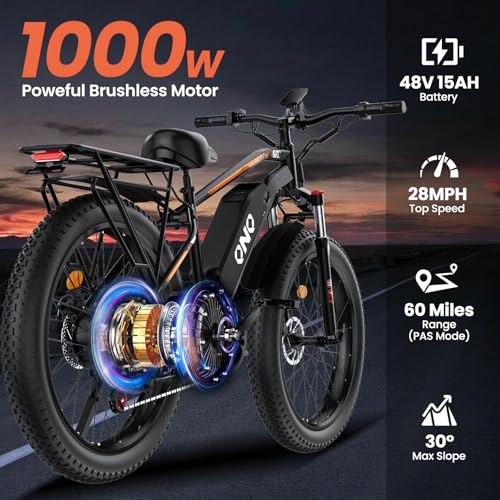 Adult Fat Tire Electric Bike 1500W Peak Motor – 48V 15Ah