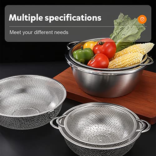 Stainless Steel Colander Bowl Set 5Qt Large Colander With Handle Metal Microporous Colander Strainer Vegetable Drainer Mixing Bowl For Drain Pasta, Rice Washing,Serve Soup #TOP2