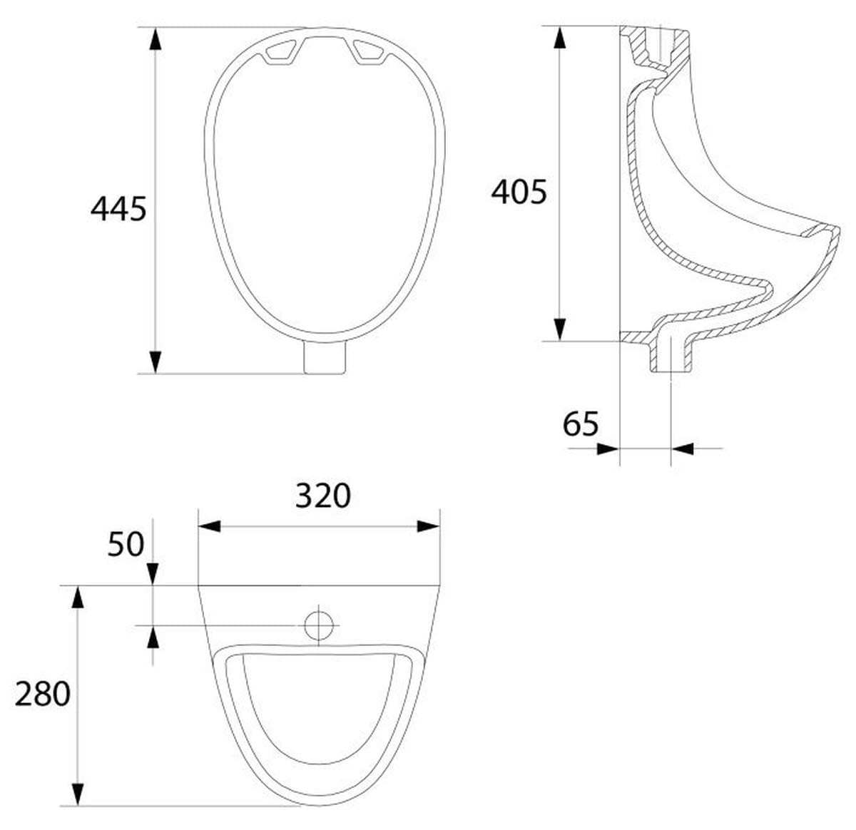 vbchome de Juego: Urinario Entrada Superior Blanco Moderno de Gran Calidad Cerámica pinkelwurst Platillos Vertical PISSOIR Presidente + Sifón Botella Sifón a50132