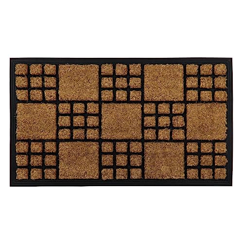 JVL Comfort Rubber Backed Coir Tuffscrape Scraper Doormat, 40x70 cm, Chequered, 40 x 70 cm (Rectangular) - Image 4
