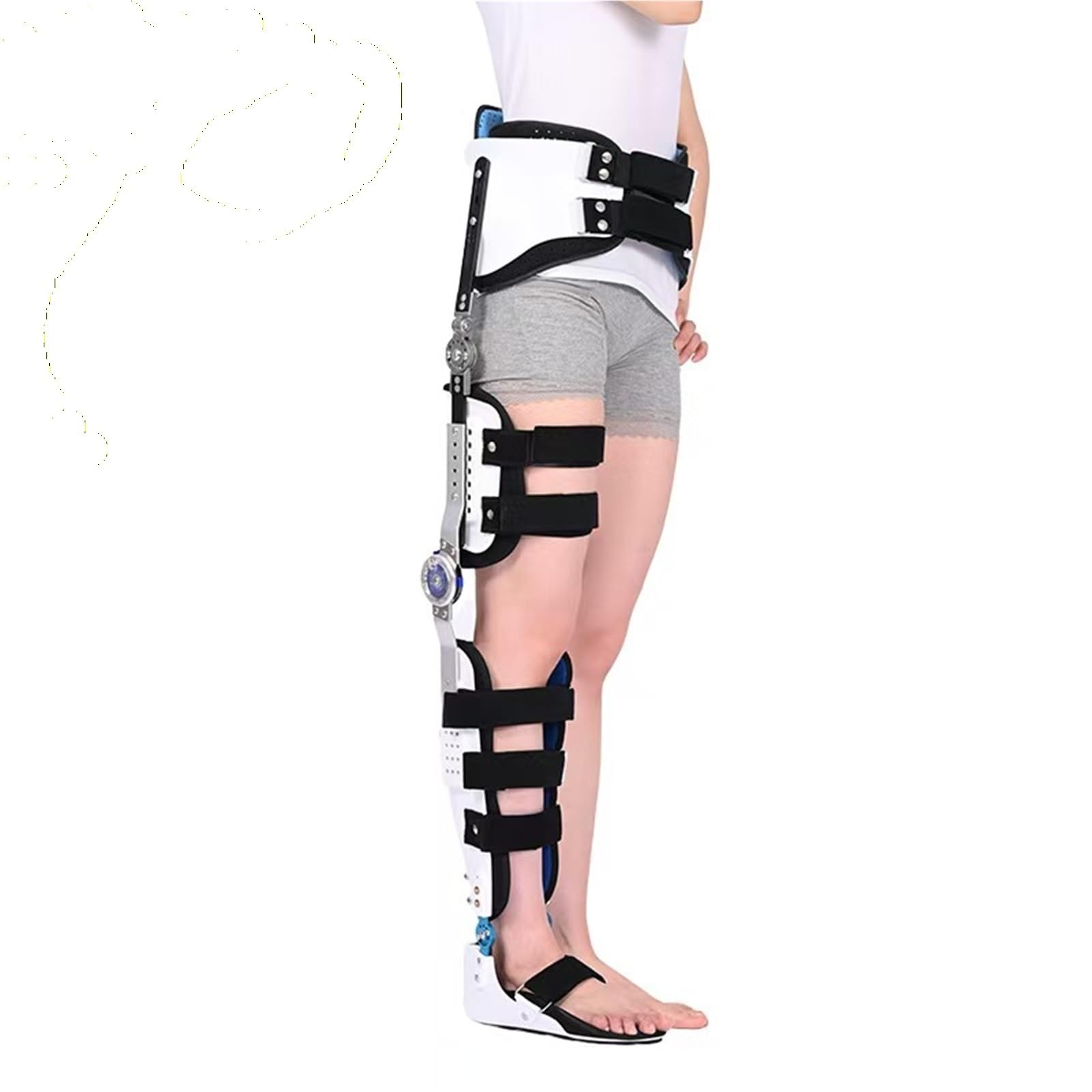 Orteza pełnej nogi z butem do chodzenia, regulowana orteza stawu biodrowego, stawu skokowego, stabilizator stawu kolanowego, do rehabilitacji złamań biodra
