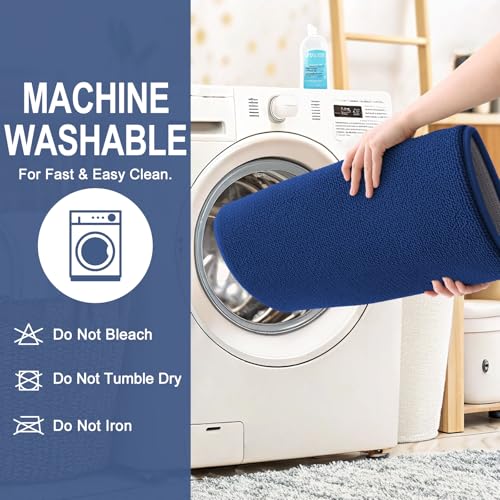 Image of OLANLY Thick Memory Foam Bathroom Runner Rugs 47x24, Extra Soft Absorbent Long Bath Rug, Quick Dry Bath Mats, Non-Slip, Machine Washable Mat for Bathroom, Tub and Shower, Home Decor Accessories, Navy