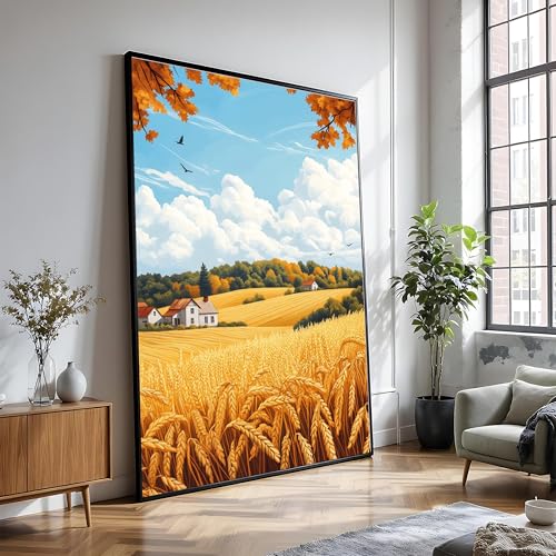 Scène de nature tableau champ de blé pour une atmosphère douce et automnale