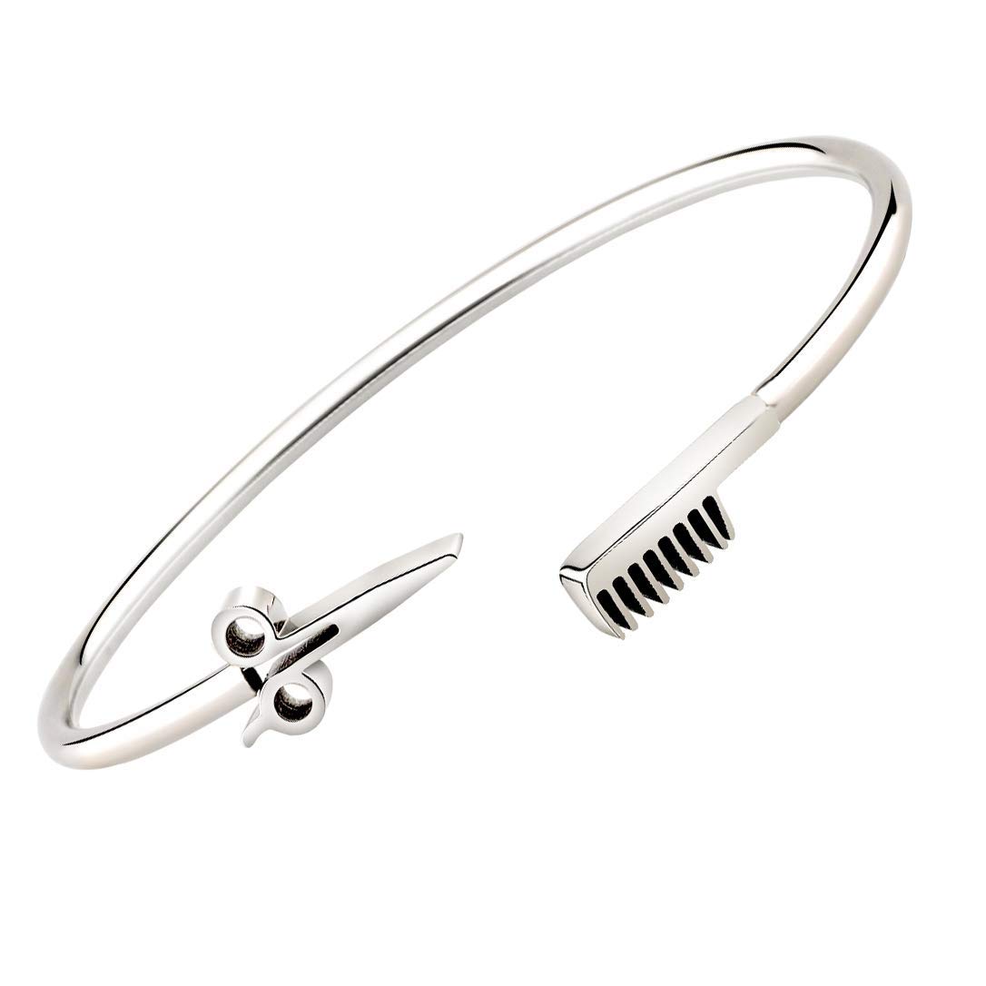 BNQL Hair Stylist Bracelet with Scissor and Comb - Black Adjustable Unisex Bracelet - Hairdresser Gift