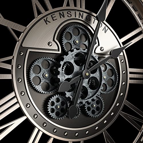 Toktekk 21 Inch Large Wall Clock With Real Moving Gears, Battery Operated Modern Metal Decorative Wall Clock, Oversize Industrial Steampunk Wall Clock For Living Room Decor（Vintage Grey Bronze） #TOP1