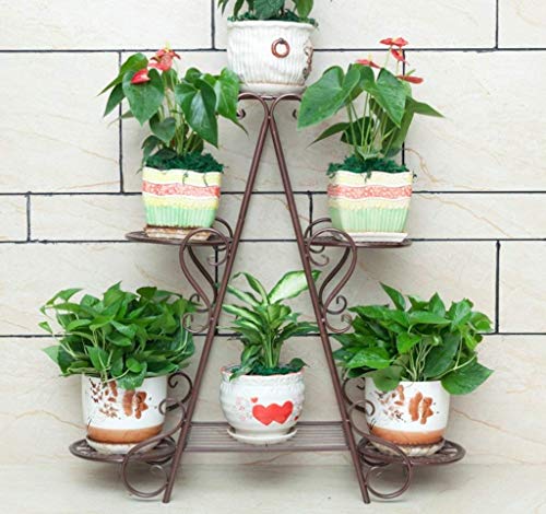 Flower Stand Corner Metal Flower Racks Simple European Wrought Iron Multi-Layer Balcony Floor-Standing Flower Rack Perfect For Home & Garden Lovers Flower Stand (Color : White),Colour:Brown Shelf Rack
