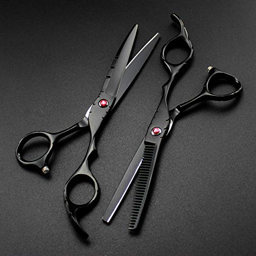 Forbici Professionali Per Capelli, Forbici Professionali Per Capelli Nere Gemma Rossa 440C Da 6 Pollici, Forbici Per Taglio Di Capelli, Forbici Per Sfoltire, Forbici Da Barbiere, Forbici Da Parrucchie