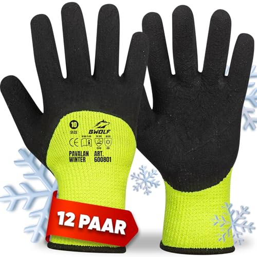 PAVALAN WINTER ARBEITSHANDSCHUHE – Thermoisolierte Arbeitshandschuhe, Wasserdicht mit Latex-Beschichtung – Robuste Outdoor-Arbeitshandschuhe für kaltes Wetter, Flexibler Griff, 3/4 Tauchung (1, 11)
