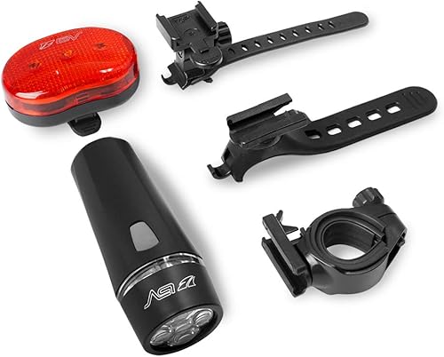 Miniatura 8 de Juego de luces para bicicleta BV muy brillantes faro delantero con 5 luces LED y faro trasero con 3 luces LED desacoplamiento rápido