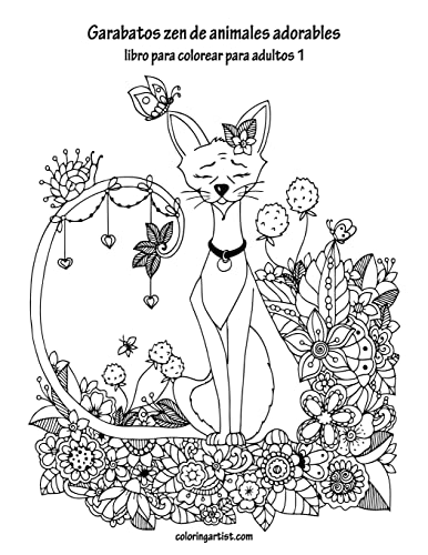 Garabatos zen de animales adorables libro para colorear para adultos 1 (Spanish Edition)