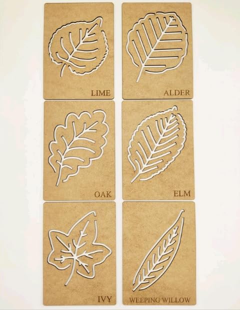 MeeCraft Woodem Montessori Leaf Stencil Set Line Exercise Template for Handwriting, Drawing and Artistic Expression, 21x15cm Each, Toys for Preschooler Kids. 2