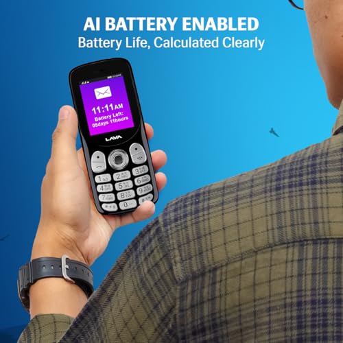 Image of Lava A1 Tejas Dual SIM Keypad Phone with 2'' Big Display | Long-Lasting AI Battery | Type C USB Port | Vibration Alert | FM Radio & MP3 Player | Military-Grade Durability - Black