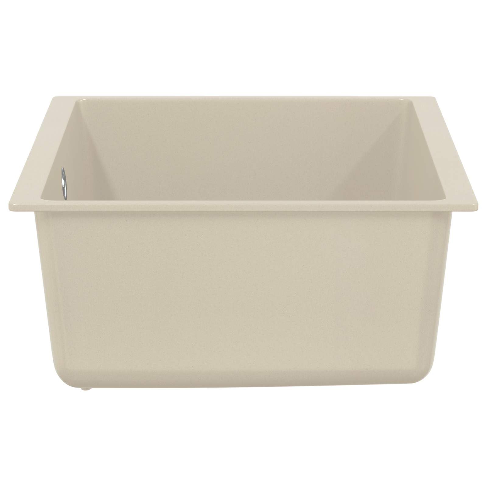 Fregadero de cocina beige de 530 x 460 mm, 80% cuarzo, 20% resina, fregadero empotrable con desagüe, juego de accesorios y rejilla para cestas, fregadero de granito resistente a los arañazos