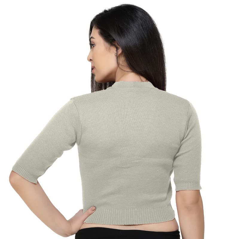 Image of Women Winter Wear V-Neck Half Sleeves Regular Fit Woollen Blouse
