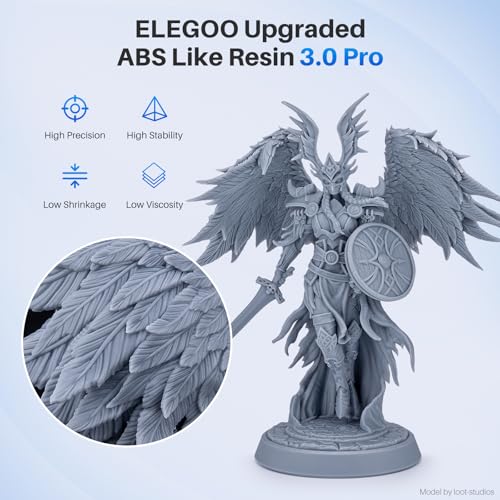 Image of ELEGOO ABS-Like Resin 3.0 Pro, 3D Printer Resin with Low Viscosity and High Precision, 405nm Rapid UV-Curing Photopolymer Resin, 3D Resin for LCD /DLP 3D Printing, Grey 1000G
