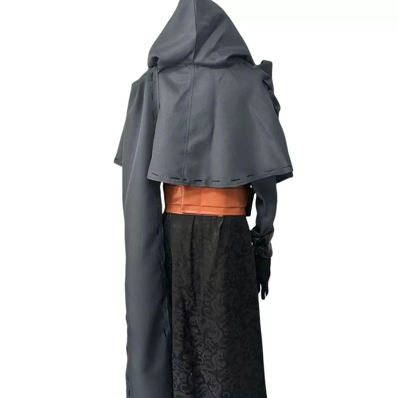 Zestaw średniowiecznego zabójcy, kompletny szlafrok z kapturem i rękawiczkami, akcesoria do paska i maska na oczy, czarny i brązowy, strój cosplay dla mężczyzn