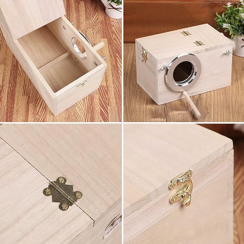 Image of 7.7 inch x4.7 inch Birds Nest Box Lovebird House Wood Parakeet Budgie Cockatiel Breeding Nest Box Cage Wood House for Finch Lovebirds Cockatiel Budgie Conure Parrot