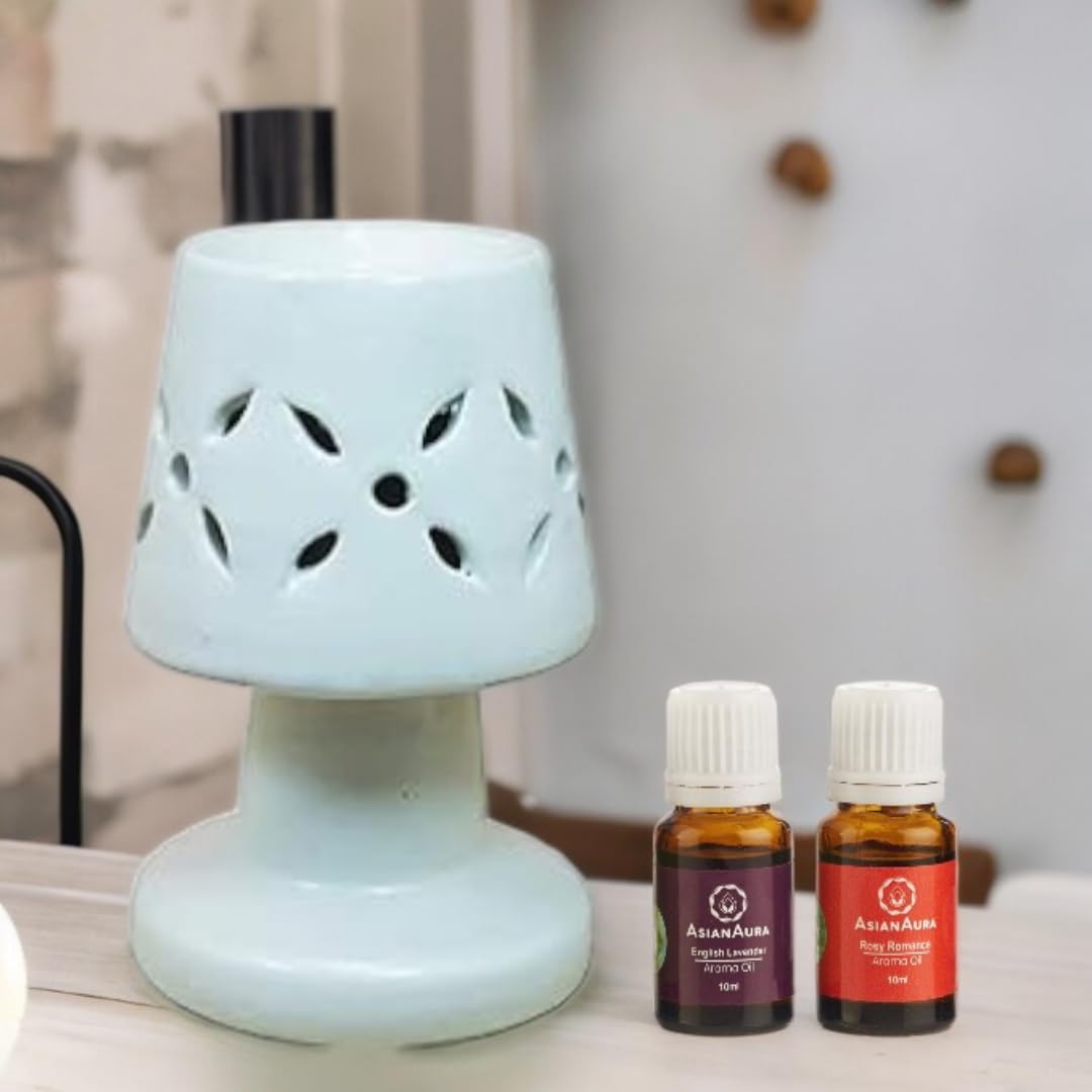 Asian Aura Handcrafted Ceramic Electric Lamp Shaped Aroma Diffuser| Aroma Oil Burner for Aromatherapy| Home Decor and Fragrance with Aroma Oils(English Lavender & Rosy Romance Scent 10ml Each) (B07QR51YWR) Amazon Price History, Amazon Price Tracker