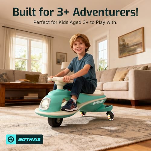 Image of Gotrax WG1 Electric Wiggle Car for Kids, 12V Big Battery up to 120Min Playtime, Music Speaker &Rear Flash Wheels, Battery Display & Easy Assembly w /Pedal Throttle, Crazy Cart Gift for Ages 3+, 132Lbs