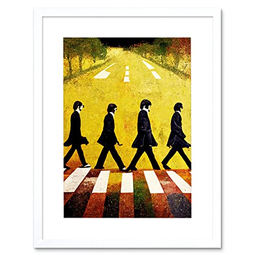 Doppelganger33 LTD Abbey Road Abstract Stylised Beatles Boho Landscape Red and Ochre Artwork Framed Wall Art Print 12X16… - Les Beatles, Paul McCartney, John Lennon, RIngo Starr, George Harrison Doppelganger33 LTD Abbey Road Abstract Stylised Beatles Boho Landscape Red and Ochre Artwork Framed Wall Art Print 12X16…