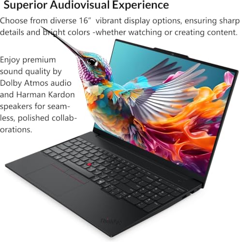 Image of Lenovo ThinkPad E16 Laptop Computer with Intel Ultra 7 255H, for Home Office Business, Lifetime Office 365, (64GB DDR5, 1TB SSD), Backlit Keyboard, Fingerprint Reader, Windows 11 Pro, Midnight Black