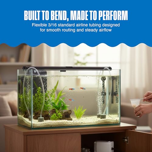 Image of Penn-Plax Aqua-Life Standard Airline Tubing - 3 /16 Inch Flexible Airline Hose for Aquarium Pumps, Fish Tank Line for Air Stones & Filters - Safe for Freshwater & Saltwater - 8 ft Long, Clear