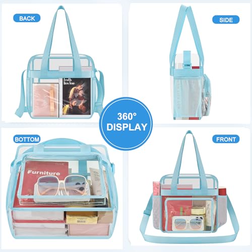 Image of Busiuw Clear Bag for Stadium Events, Stadium Approved 12x12x6 Clear Tote Bag for Sport Fan, Work Concert Travel