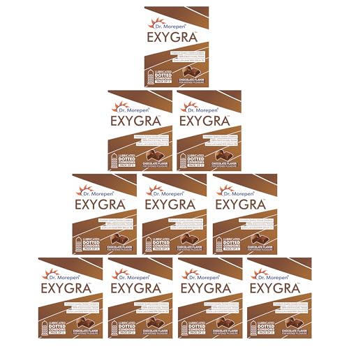Image of Dr. Morepen Exygra Condoms- Ultra-thin, Lubricated, Extra Dotted, Chocolate Flavour (30 Count (Pack of 10)