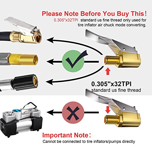 2 Pcs Brass Locking Tire Air Chuck With Standard Tire Valve Thread, Tire Inflator Hose Adapter For Twist On Convert To Lock On Connection, Air Compressor Pump Clip On Tire Chucks Without Air Leakage #TOP1