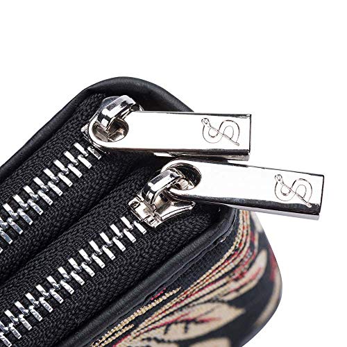 Signare Tapestry Double Zip RFID-Blocking Credit Card Holder Wallet for Women with Fashion PatternDesign (Golden Fern) - Image 7
