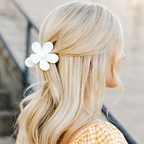 Flower Hair Clips 8Pcs Hair Claw Clips Cute Hair Clips Daisy Hair Clips Nonslip Large Claw Clips Thick Hair Clip Big Hair Clips Hair Claw Clips 8 Colors Strong Hold For Women Girl Gift #TOP2
