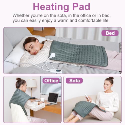 Image of Heating Pad,Electric Heating Pads,Heating Pad for Back,DimGray,24x20 Inch | Heating Pads for Shoulder,Neck,Abdomen,Knee,Arms,Legs,Heat Pad for Birthday Father Mother Gift Women Men,6 Heat Settings