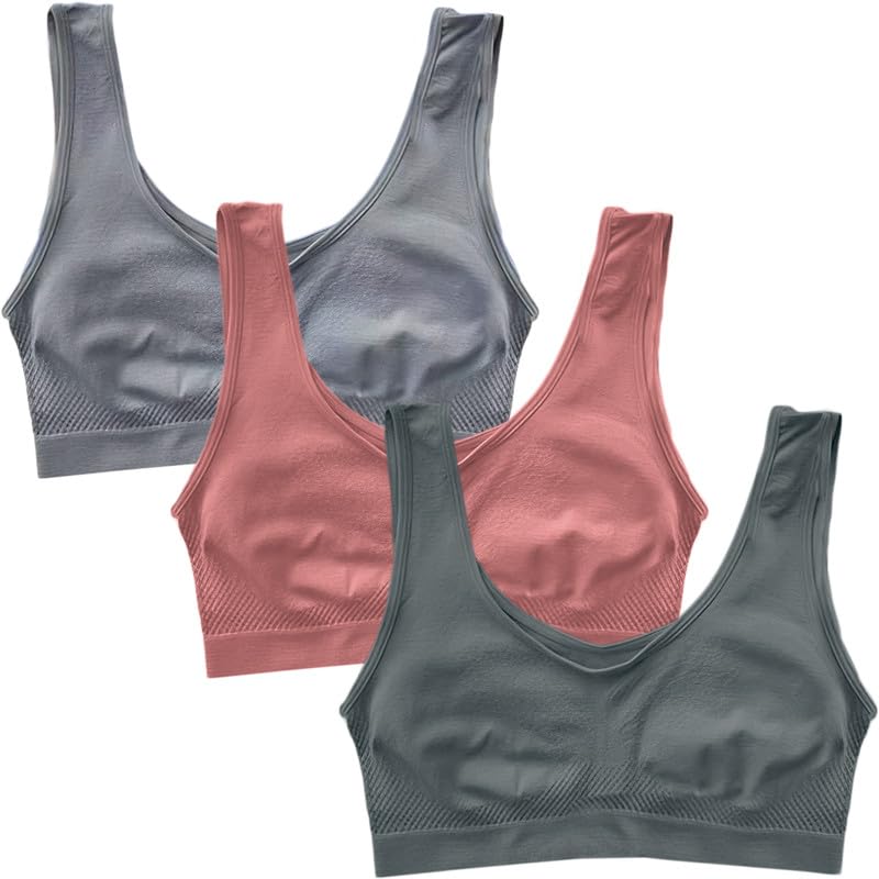 Image of Pack of 3 Seamless Air Bra: Stretchable, Non-Padded, Non-Wired Sports Bra for Women