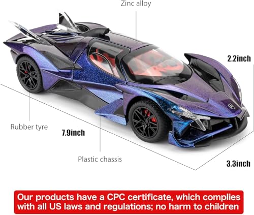 Image of Alokik Enterprise 1:24 Diecast Apollo Project EVO Metal Pull Back Car with 6 Openable Doors with Sound and Light Toy Decoration Car Best Gift Toys for Kids 【Colors as Per Stock】