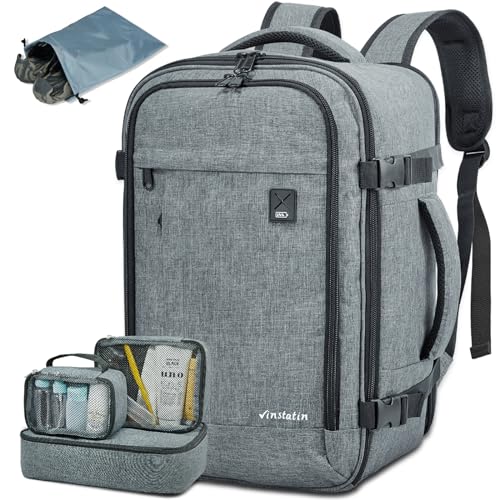 Vinstatin Mochila Viaje Cabina Avion 40x20x25 (20L),Mochila Viaje Mujer Hombre,Mochila de Equipaje de Mano Aprobada para Vuelo con 4 Bolsas Organizadoras,Vacaciones Negocios Viajes