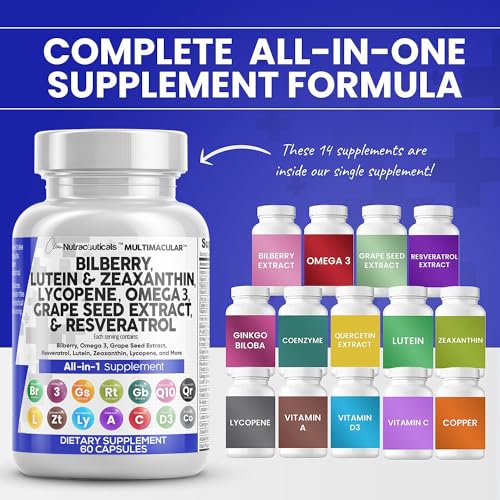 Clean Nutra Eye Vitamins with Bilberry Lutein and Zeaxanthin Supplements Lycopene 40mg Resveratrol Grape Seed Astaxanthin for Eyes - Eye Care Health Support Eye Vitamin and Mineral Supplement - Image 3