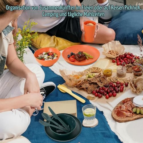 Camping Utensilien Essentials für 4, ReaNea Kit für Reisen, Camping, Picknick, Outdoor, Camp Gear Include Messer, Löffel… – Ansicht 5