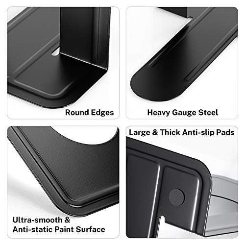 Image of MaxGear 8.5 in Extra Large Heavy Duty Book Ends, Black Metal Bookends (Pack of 2)