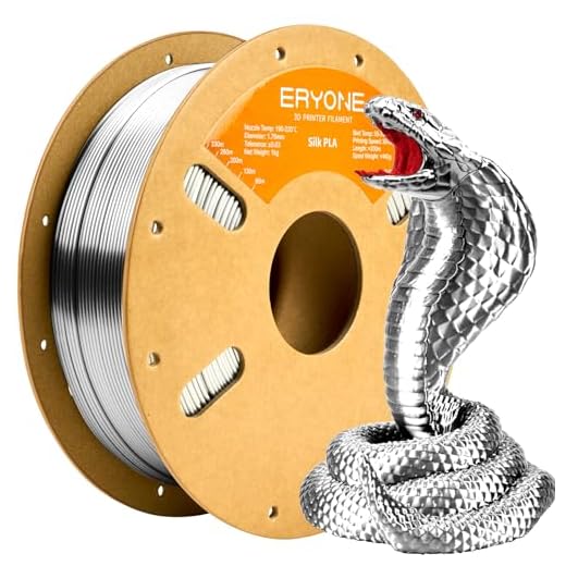 ERYONE Silk PLA Filament for 3D Printer, 1.75mm +/- 0.03mm, 1kg (2.1LBS)/Spool, Silk Silver