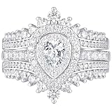 Newshe Jewellery Wedding Ring Sets AAAAA Cz Ring Enhancer for Engagement Rings 925 Sterling Silver Bridal Band for Women Size 7