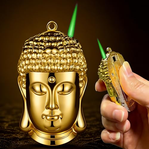 Encendedor soplete con cabeza de Buda y cadena miniatura 1