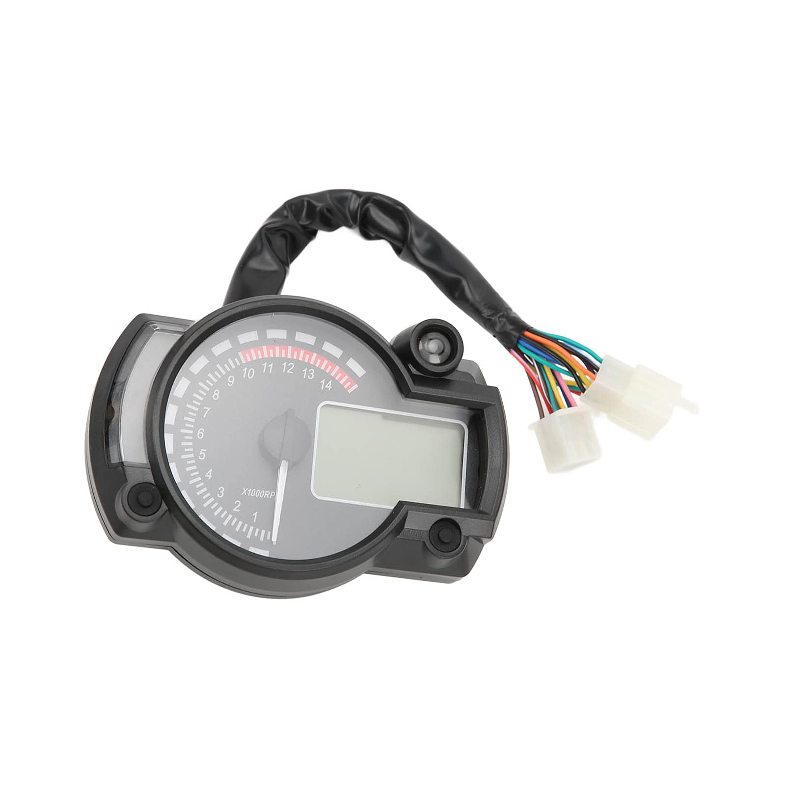 Contachilometri contachilometri per moto, contagiri LCD universale per veicoli a 12 V, display RPM regolabile con portata di 15000 giri/min, indicatore di chilometraggio per moto,