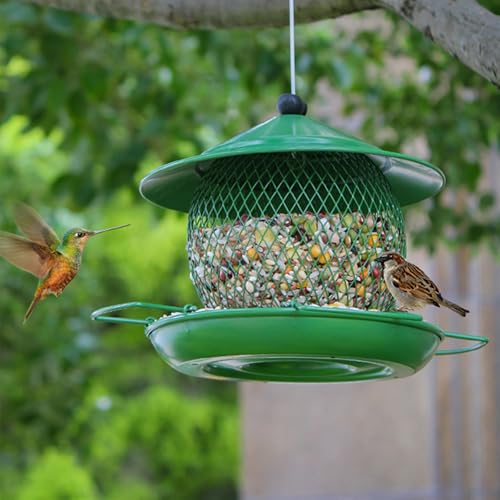 Squirrel Proof Bird Feeders for Outdoors, Large Capacity, Heavy Duty Metal Bird Feeder, Supports Cardinal, Finch, Blue Jay and Wild Birds