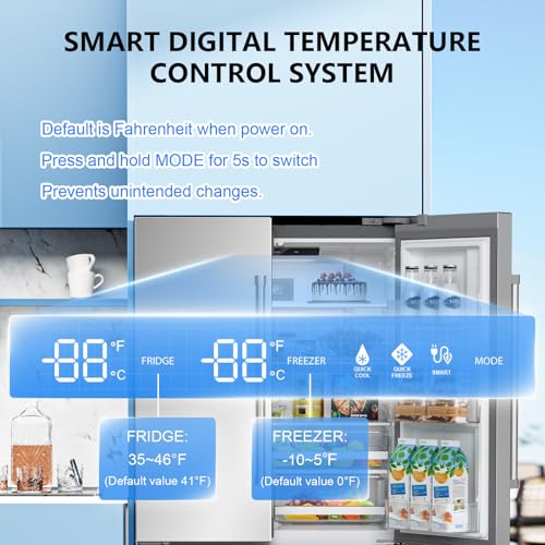 Image of Antarctic Star 2 French Door Refrigerator, Auto Ice & Water Filter, VCM Stainless, Multi-Air, Fast Cooling, Inverter, LED Alarm, Energy Star, 20.3 Cu Ft, Silver