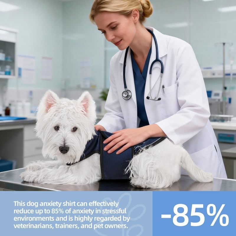 Dog Anxiety Vest Skin-Friendly Thunder for Dogs, Dog Calming Shirt for Thunder, Fireworks, Vet Visits and Separation - Keep Pet Calm Without Medicine (Blue, XL)