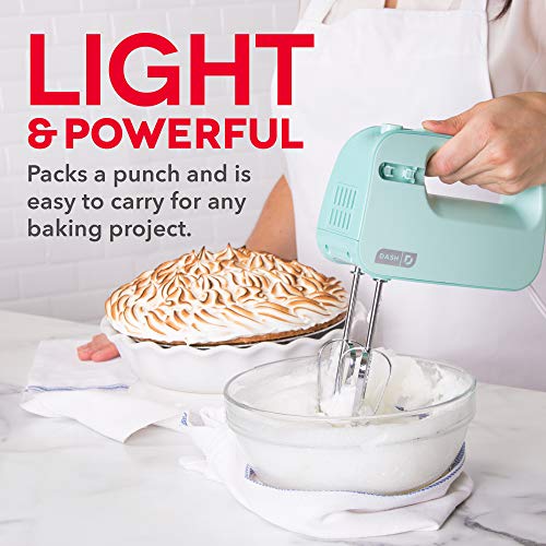 Dash Smartstore™ Compact Hand Mixer Electric For Whipping + Mixing Cookies, Brownies, Cakes, Dough, Batters, Meringues & More, 3 Speed, 150-Watt - Aqua #TOP4
