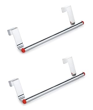 Leawall Stainless Steel Towel Holder Kitchen Hook Cabinet Hanger Over Door Kitchen Hook Drawer Storage/Towel Bar (2 Pcs Set, 28 CM-11 inch) - image, photos